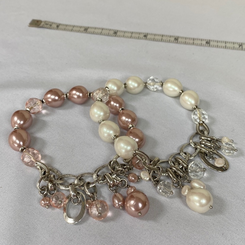 Two pretty pearl bead stretch style bracelets